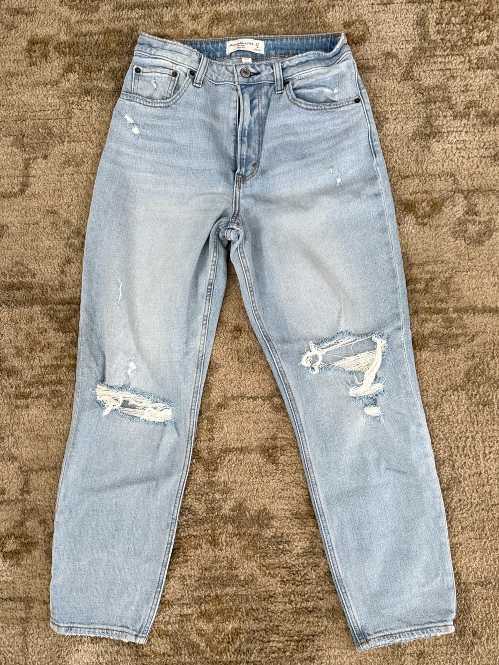 Abercrombie & Fitch Light Blue Distressed Boyfriend Jeans